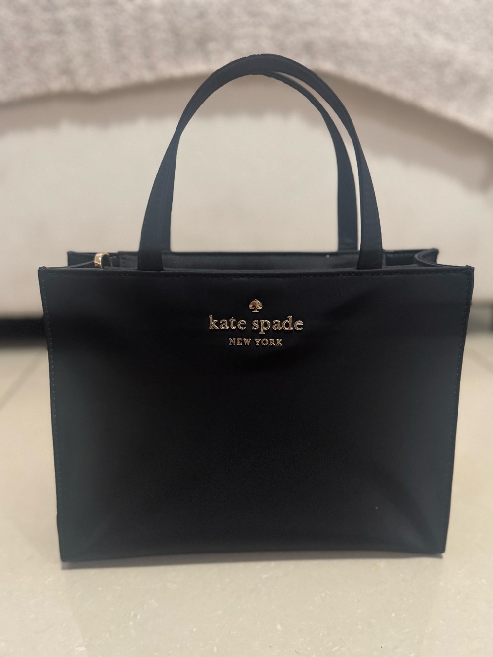 kate spade Black Structured Tote with Gold Logo